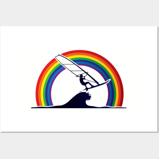 Windsurfing Rainbows Designed Posters and Art